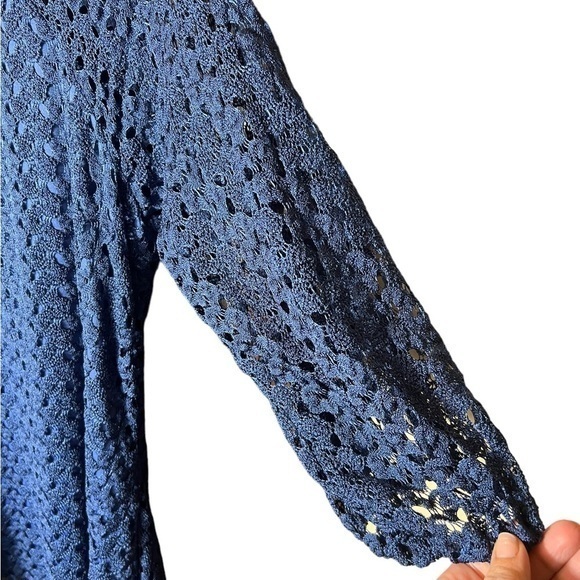 Women’s Dress Barn Open Knit Shark-bite Tunic Blue‎ Size 1X - Picture 2 of 5